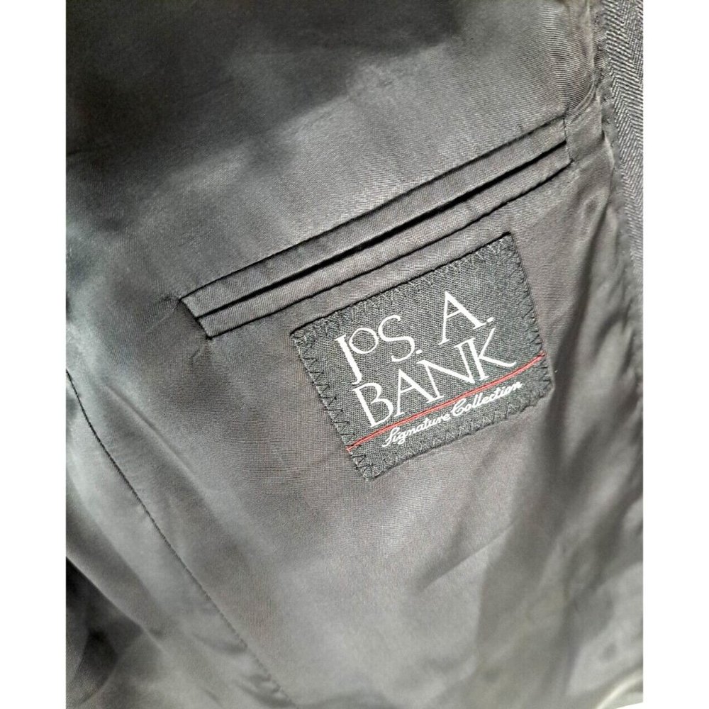 Mens Jos A Bank Signature Blazer Sports Coat Wool Gray Herringbone Business 44L - Picture 5 of 6